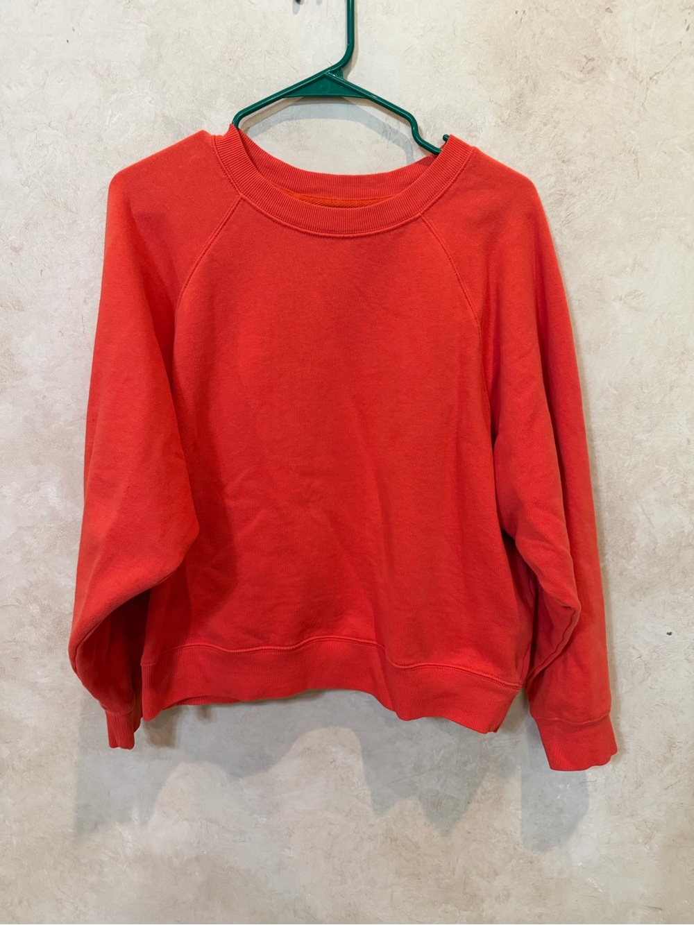 Old Navy Everyday Crewneck Sweater in Coral Red/orange large balloon sleeve